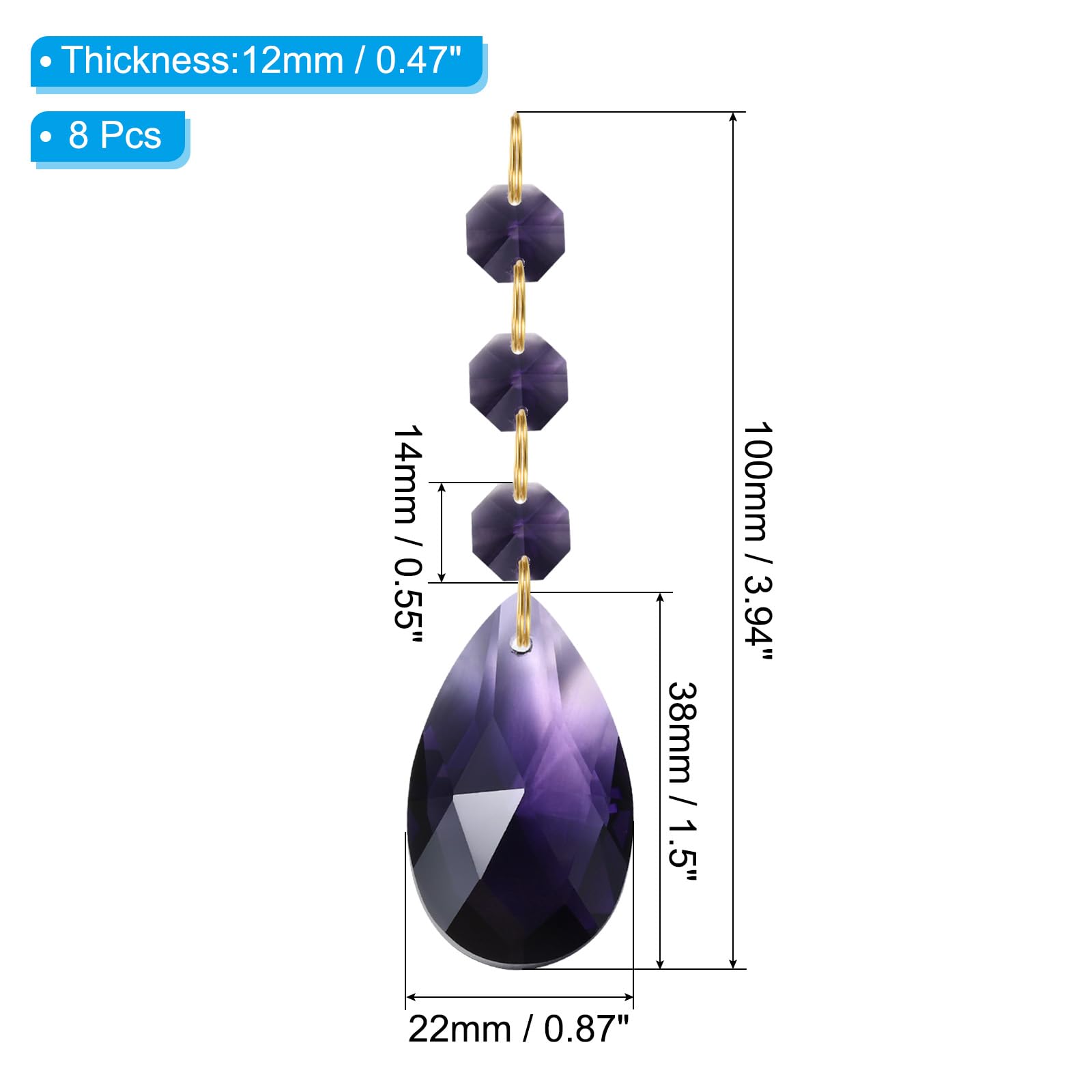 PATIKIL Teardrop Crystal Chandelier Pendants Beads - Image 2