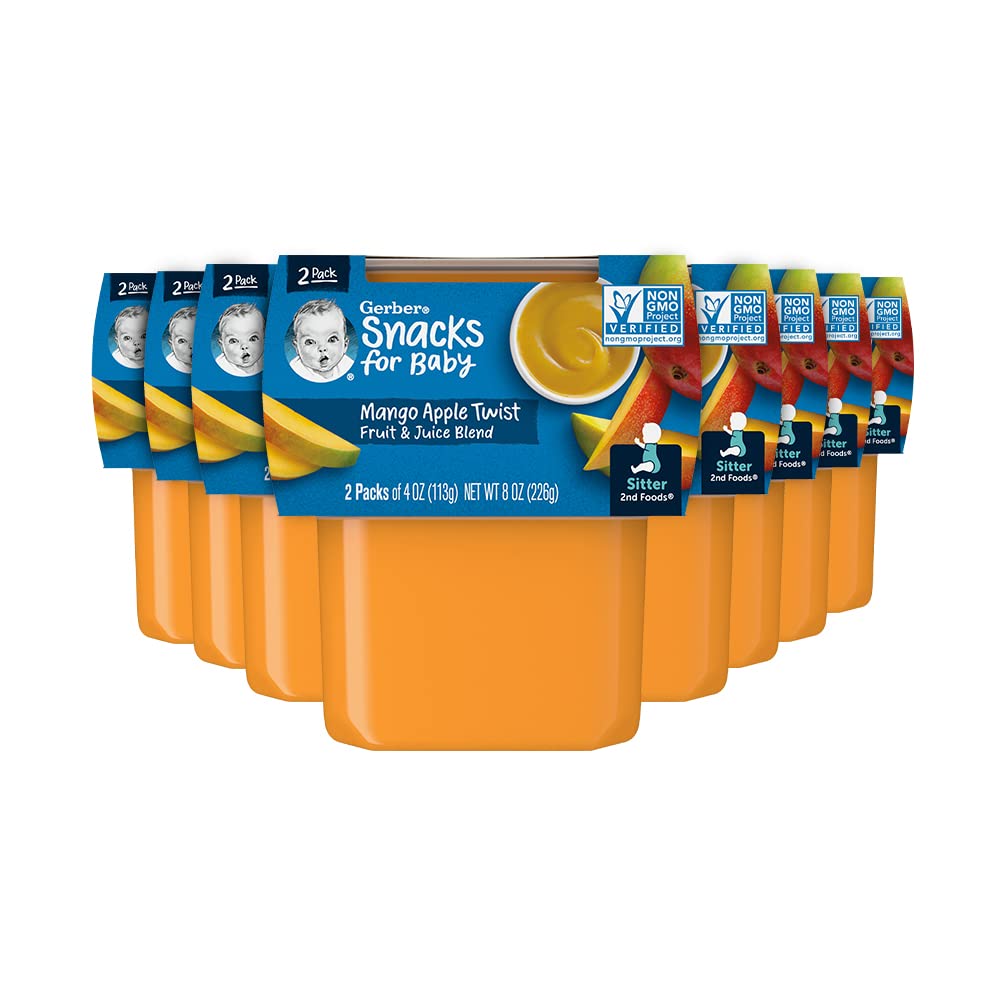 Gerber Baby Food 2nd Foods, Snacks for Baby, Mango Apple Twist Puree, 4 Ounce Tubs, 2-Pack (Pack of 8)