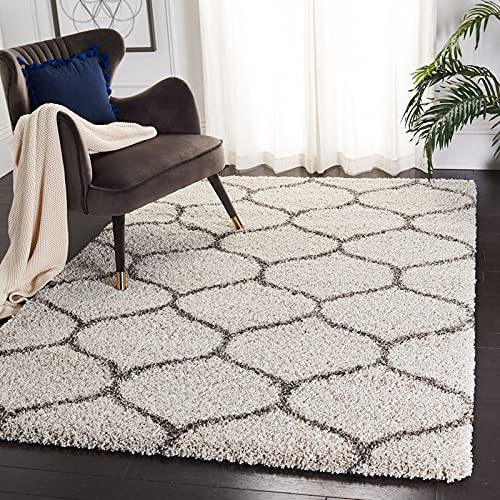 Image of Ultra-Soft Shaggy Carpet (4 X 6 FEET, Ivory Grey Moraccan) Fluffy, Cozy & Durable Area Rug for Living Room, Bedroom & More ? Premium Modern Design