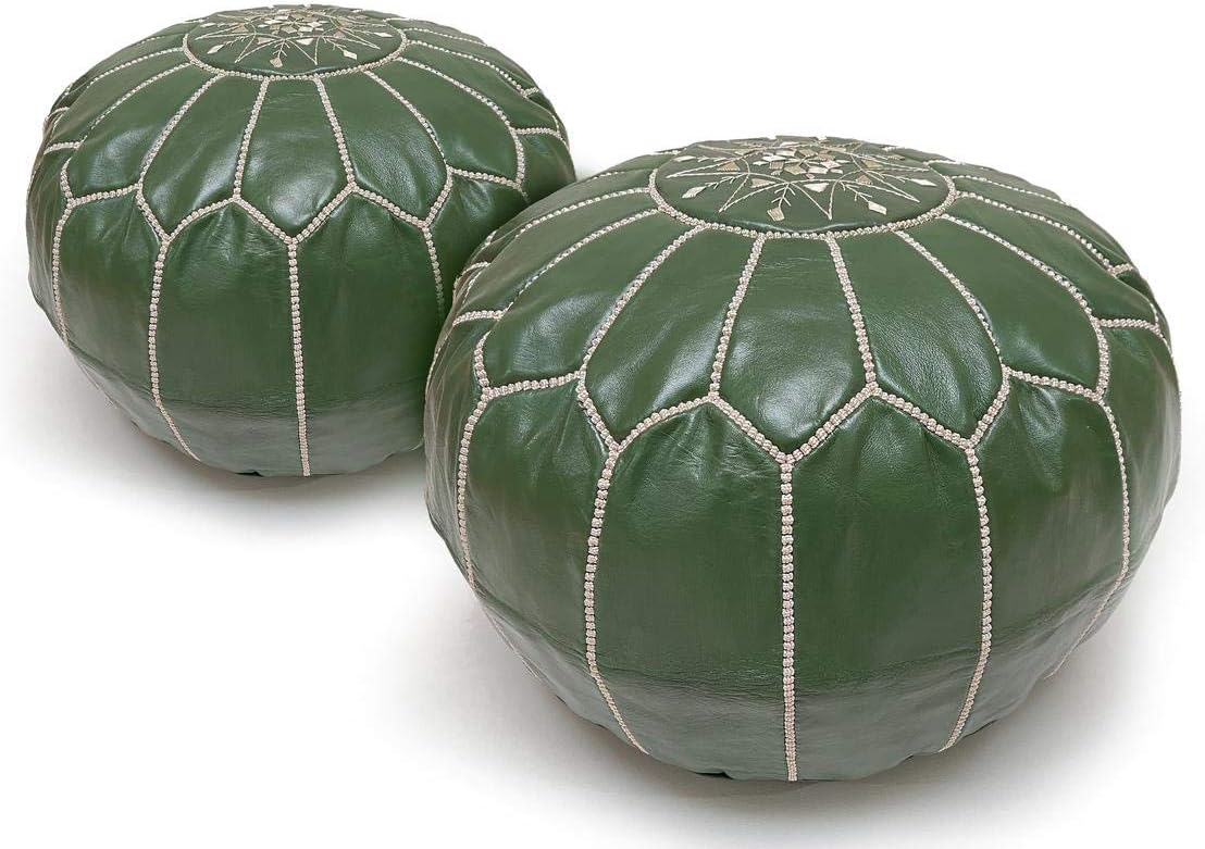 AOL Set of 2 Moroccan Ottoman Pouf Genuine Leather