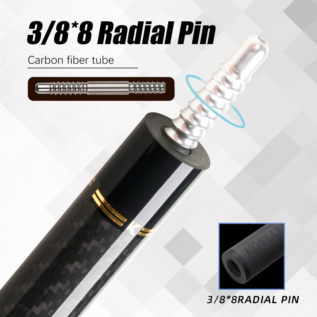 KONLLEN KL-3K Professional Tangle Free Carbon Fiber Pool Cue Full