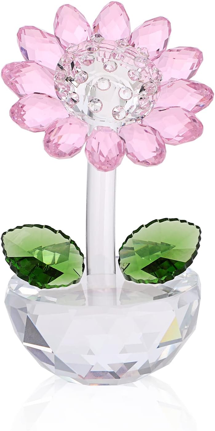 OwnMy Crystal Sunflower with Bud Glass Sunflower Figurine Collectibles Small Sunflower Ornament Paperweight Table Decoration with Gift Box, Crystal Glass Bouquet Flower Centerpieces for Home Decor : Home & Kitchen