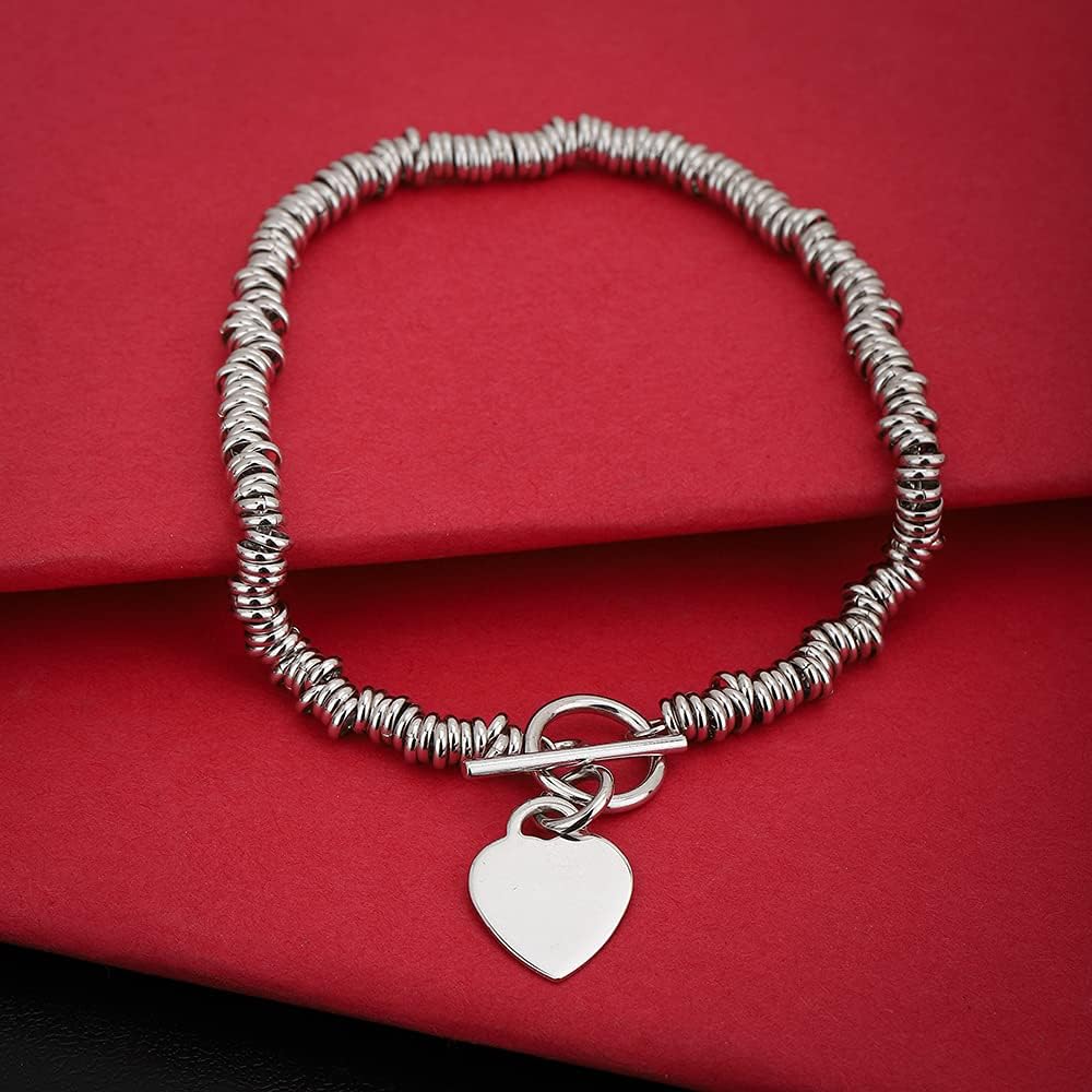 Vanbelle Sterling Silver Jewelry - Rhodium Plated with 925 Stamp - Sweetie Bracelet Dangling Heart - Beautifully Handcrafted for Women & Men - 7.5" Long - Unisex Valentine's Bracelet - Ideal Gift - Image 7