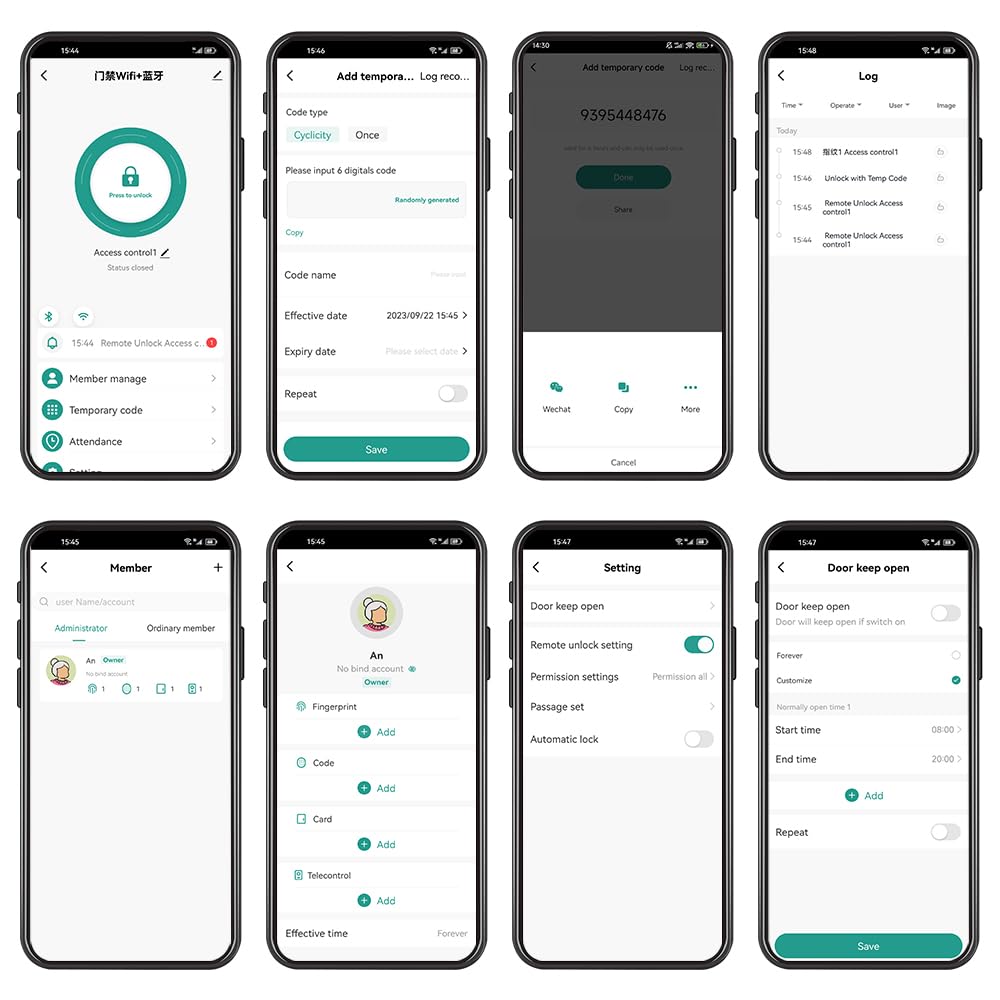WiFi Tuya système de contrôle d'accès comprend un clavier d'empreintes digitales étanche IP68, serrure de porte électrique en métal mode NC, 10 porte-clés RFID de 125 KHz, source de