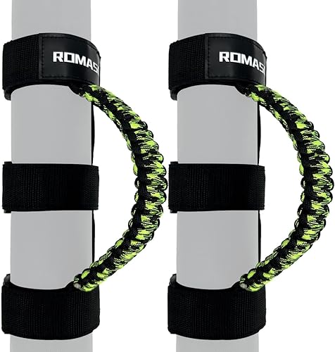 Miniatura 2 de Asas de agarre de barra antivuelco para Jeep, asas de agarre de cuerda de paracaídas compatibles con Jeep Wrangler YJ TJ JK JKU JL JLU, verde mixto,