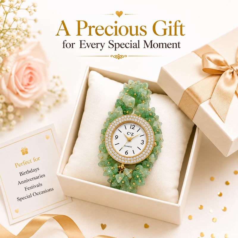 Image of Inspired Natural Gemstone Bracelet Watch for Women