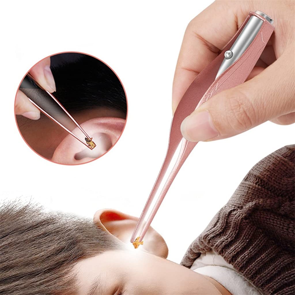Ear Cleaner LED Torcia Earpick Rimozione Cera Pinzette Luminoso Bambini In Acciaio Inox Remover