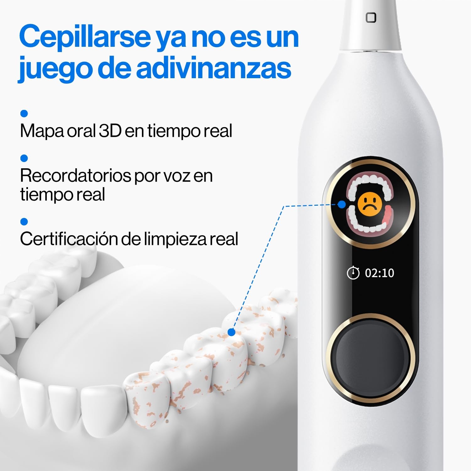 Cepillo de dientes eléctrico usmile Y20PRO, cepillo inteligente con alimentación AI con modo automático AM/PM, 4 modos de cepillado, batería de 90 días, control por aplicación, mapa 3D en tiempo real