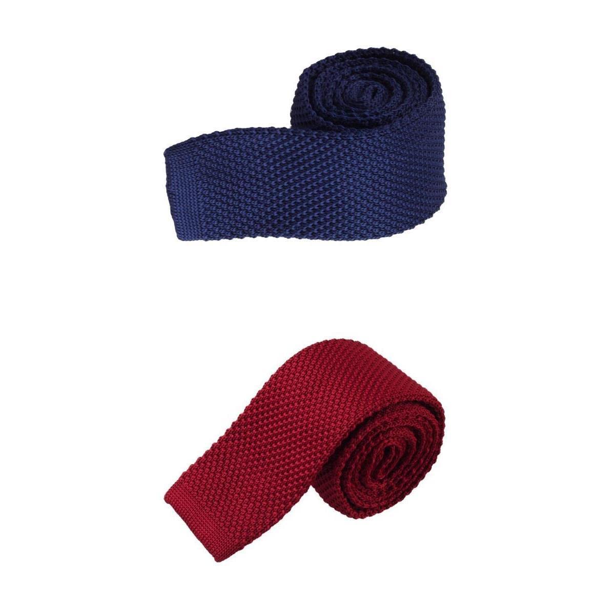 nivaa 2x Vintage Smart Casual Men Solid 2" Skinny Knit Tie For Groom-picture-46