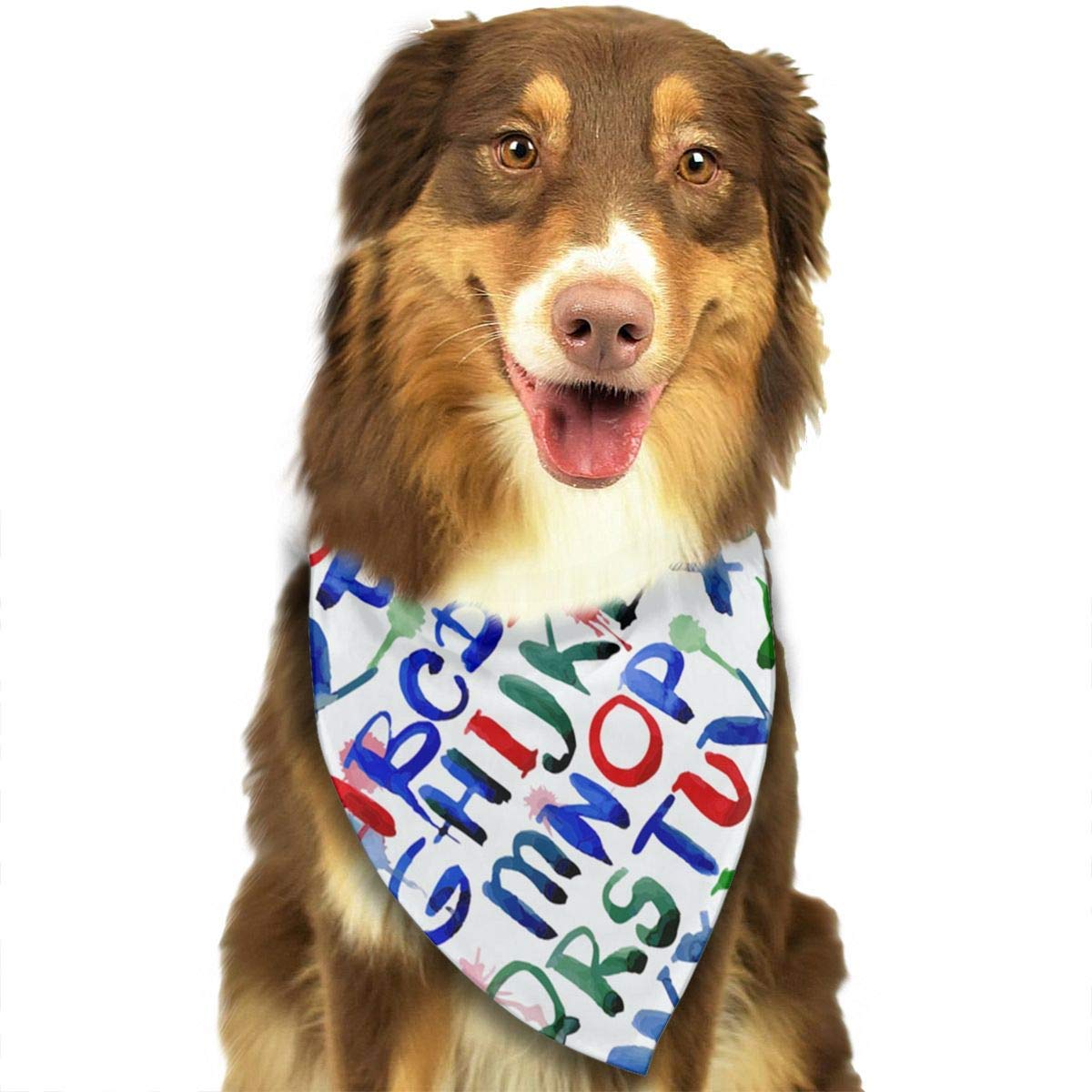 rwwrewre Eco-Friendly ABC Alphabet Watercolor Pet Scarf Fantasy Coo Scarf,Soft Head Scarfs Accessories Pet bib Pet Supplies