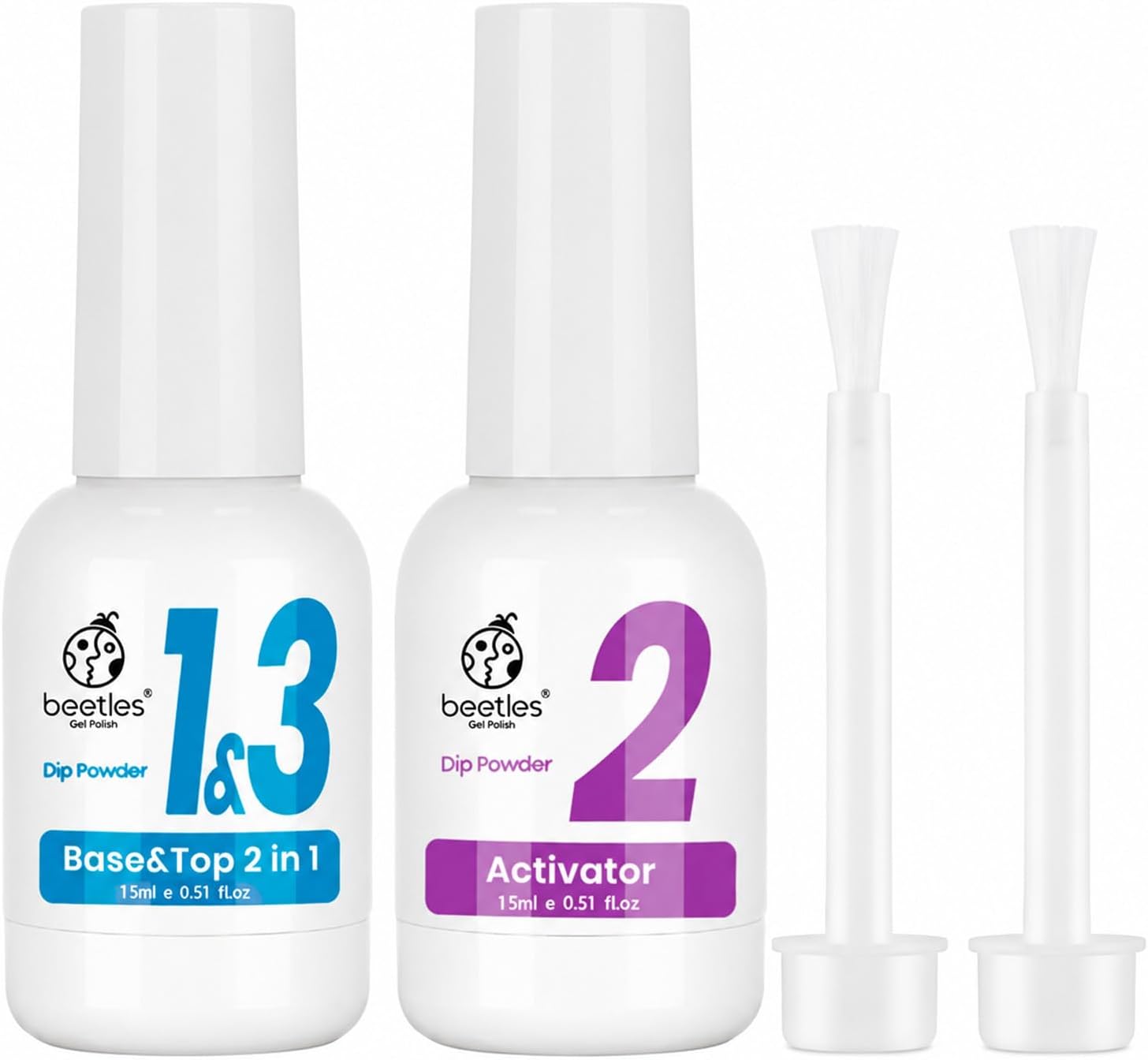 - Beetles Dip Powder Liquid Set, 2 in 1 Dip Base & Top Coat with Activator | 2 Pcs 0.51 Fl Oz Each Dipping Liquid Kit for French Dip Nails, Manicure Gift for Women