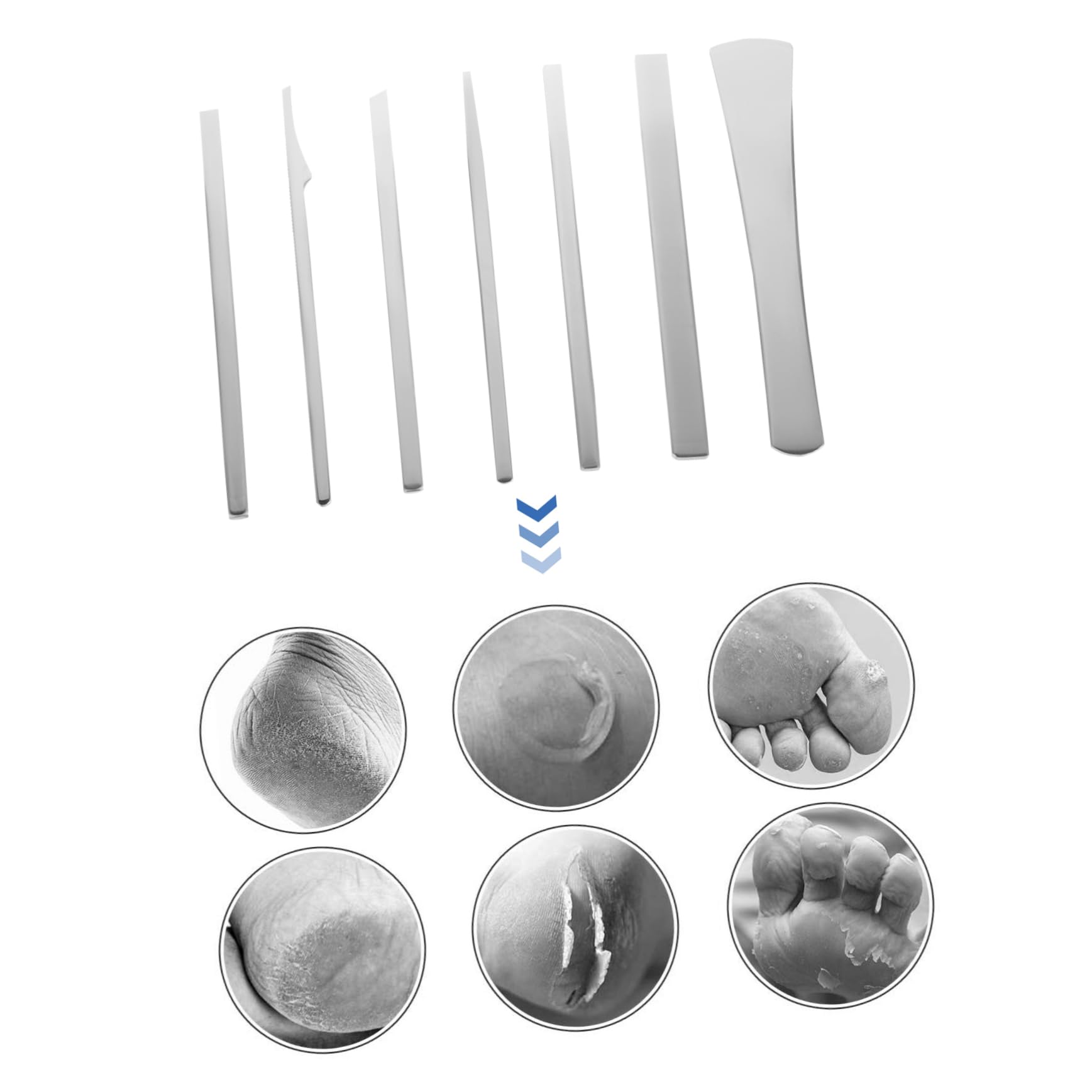 Didiseaon Kit per Pedicure in Acciaio ad Alto Manganese 7 Pezzi Coltelli per Rimuovere Calli ed Esfoliare Pelle Secca, Set Completo per Uso Professionale e Familiare
