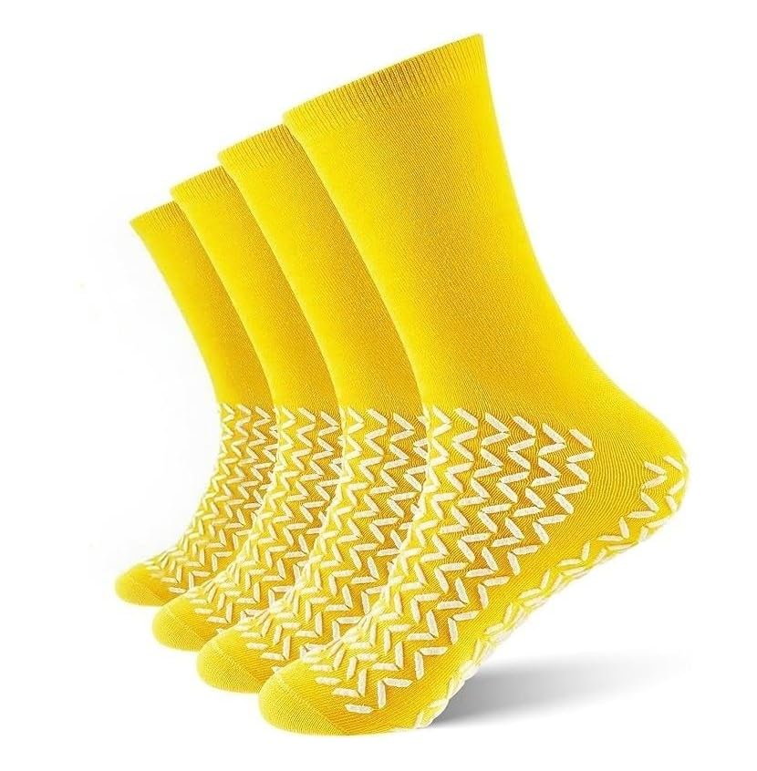 4 Pair XXXL Double Sided Tread Non Slip Wide Bariatric Fall Prevention Socks for Elderly, Yoga and Assisted Living3
