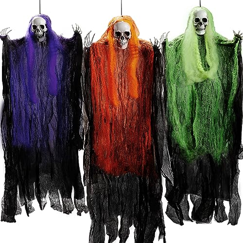 JOYIN Halloween-Sensenmann-Dekoration, 3 Stück, 89,7 cm, Halloween-Dekoration zum Aufhängen, Halloween-Dekoration für Spukhäuser, Beste Halloween-Dekoration für drinnen und draußen.