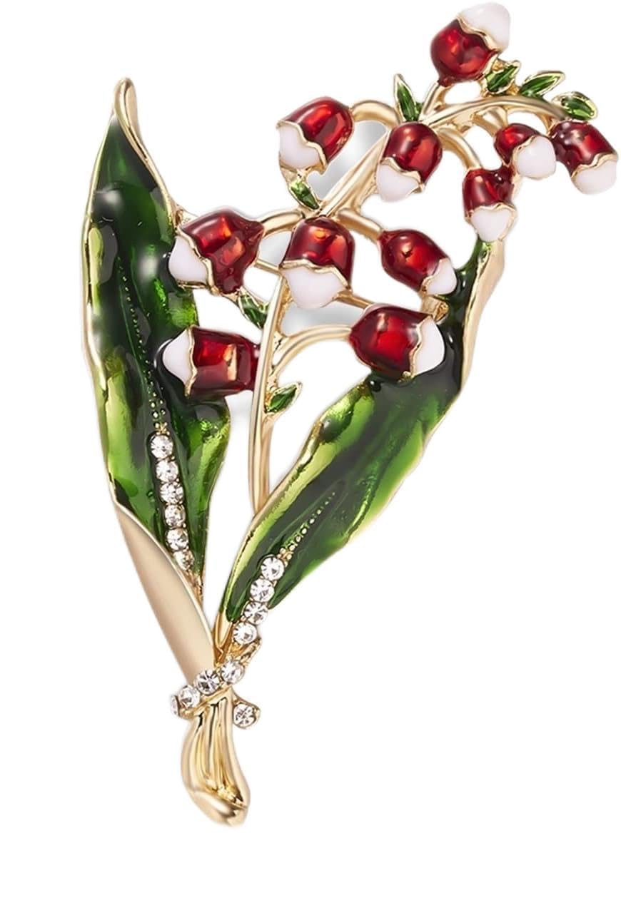 Broche for mujer, broches Elegantes diamantes de imitación Magnolia Flor Esmalte Broches Top Pulido Mujer Ramo Broche de boda Broche de planta broches for mujer (Metal color : A)