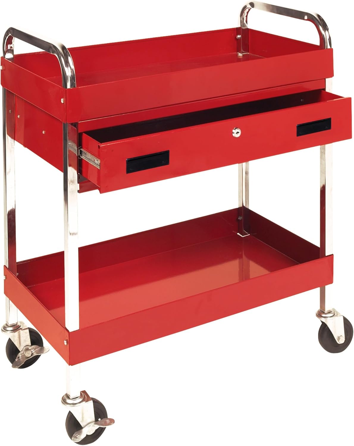 Performance Tool W54004 Two Shelf Utility Cart with Drawer