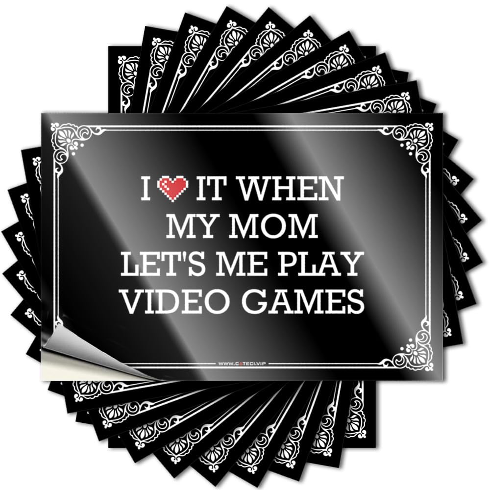 Fzfn Colour Unique Home Decor, Quote Interior Bottle I Love It When My Mom Let's Me Play Video Games | Western Waterproof Vinyl Stickers(8X12cm)