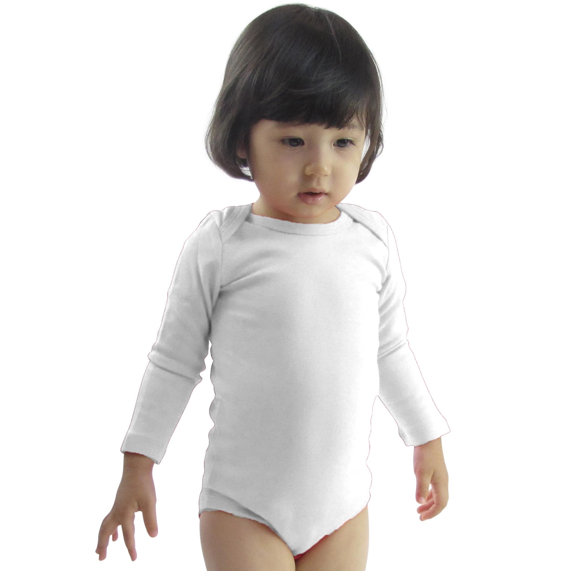 COUVER Unisex Baby Infant Toddler Long Sleeve Lap Shoulder Solid color Bodysuit Onesie, White, 24M