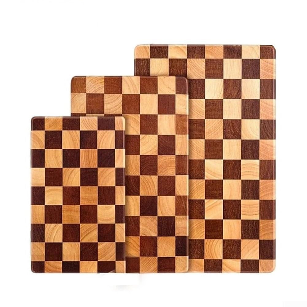 Tagliere in legno di caucciù naturale, spessore 2,8 cm, robusto (L)