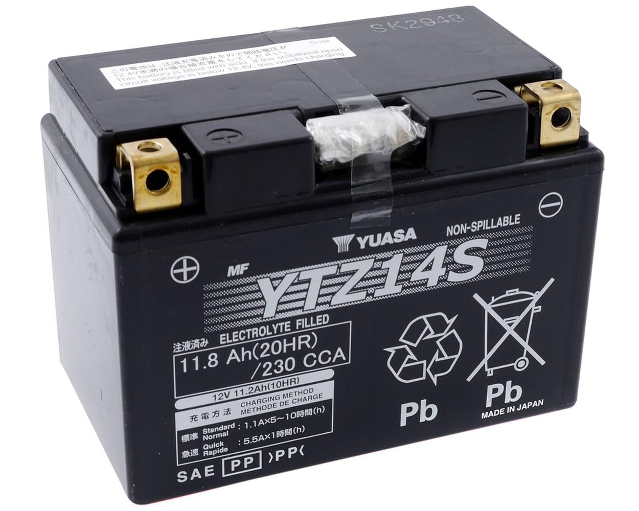 YTZ14S High Performance Gel Motorcycle Battery 12V 12Ah