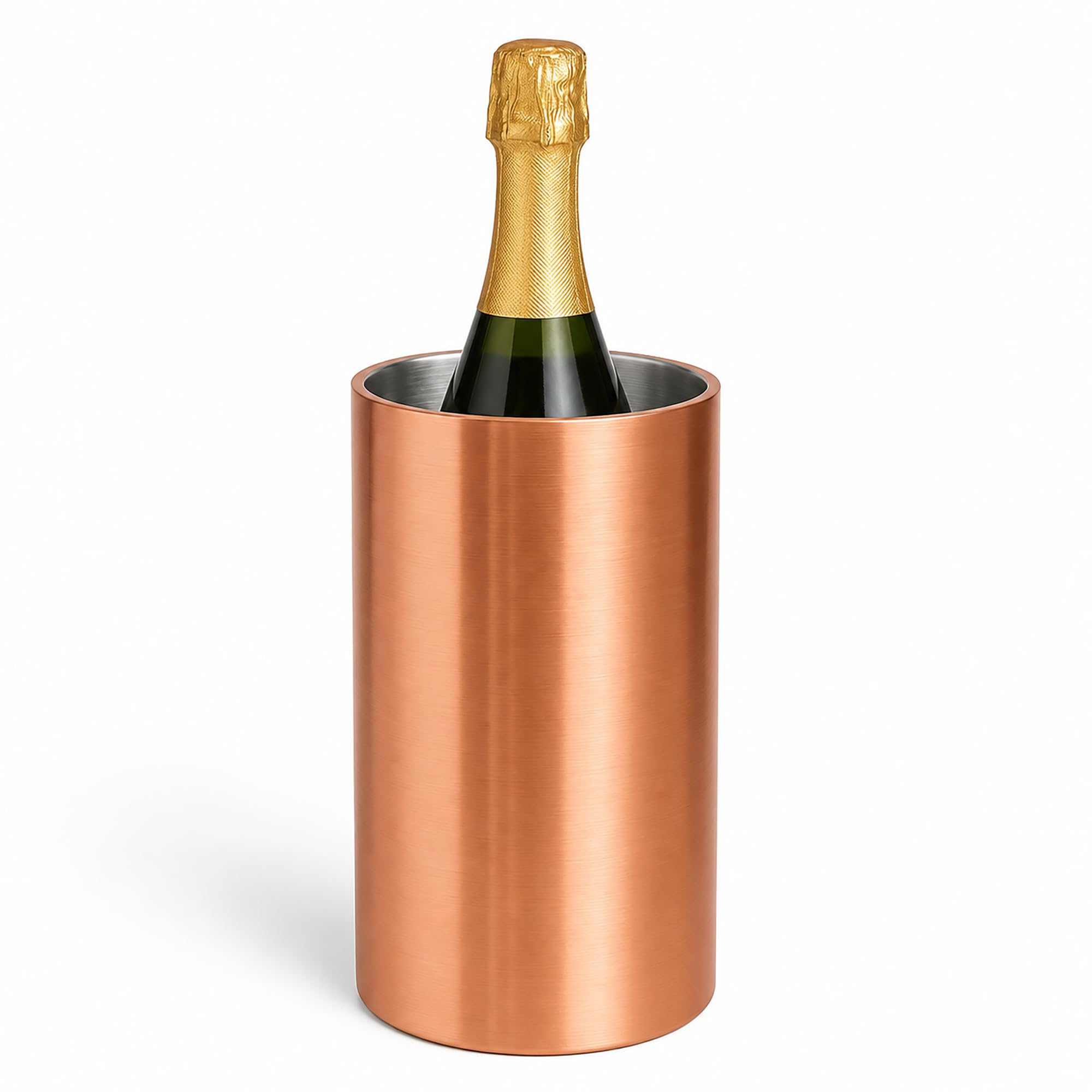 Chabrias Ltd Copper Insulated Double Wall Stainless Steel Wine & Champagne Ice Bucket Cooler - Perfect Wine Cooler for Bottles & Champagne Chiller, Essential Drinks Bucket for Any Occasion