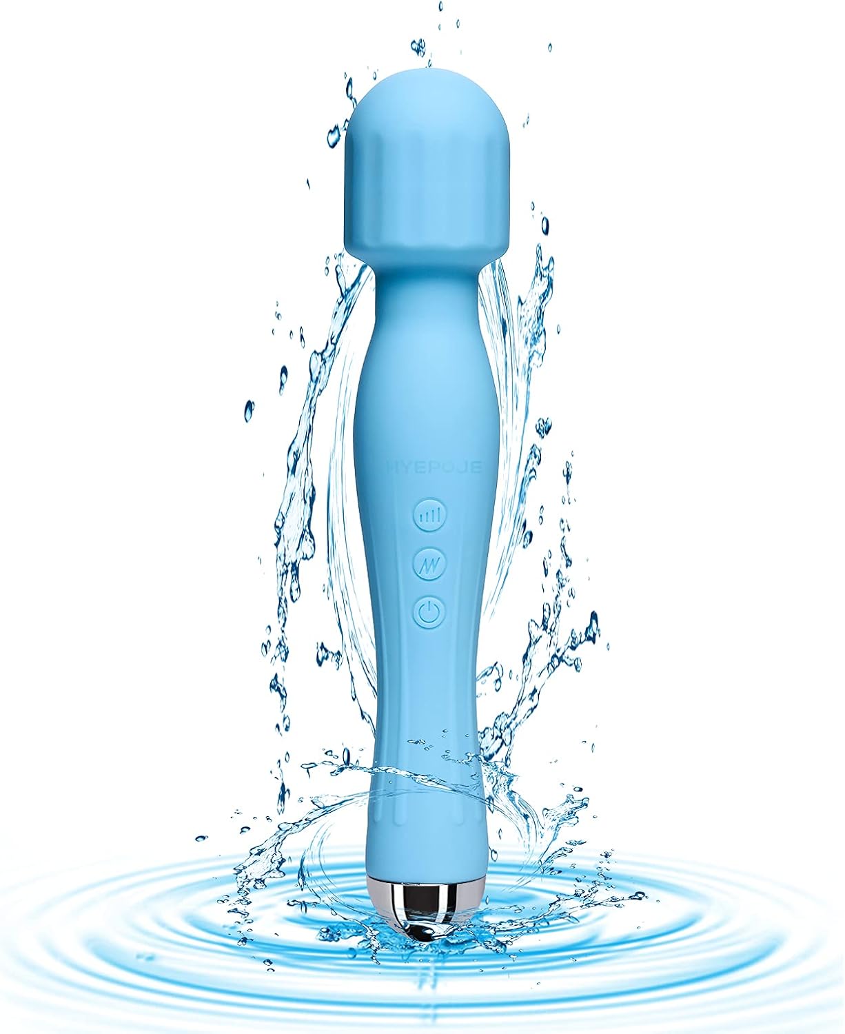 HYEPOJE Rechargeable Personal Wand Massage,20 Patterns & 8 Speeds,Silent & Waterproof,Used for Neck,Shoulder and Back Massage Exercise,Relieves Muscle Fatigue(Sky Blue)
