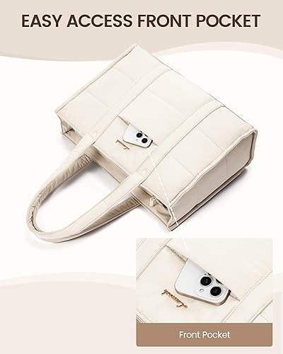 Miniatura 6 de LOVEVOOK Bolsa para laptop para mujer, bolsa de mano acolchada para el trabajo, maletín grande de computadora de 15.6 pulgadas para profesores,