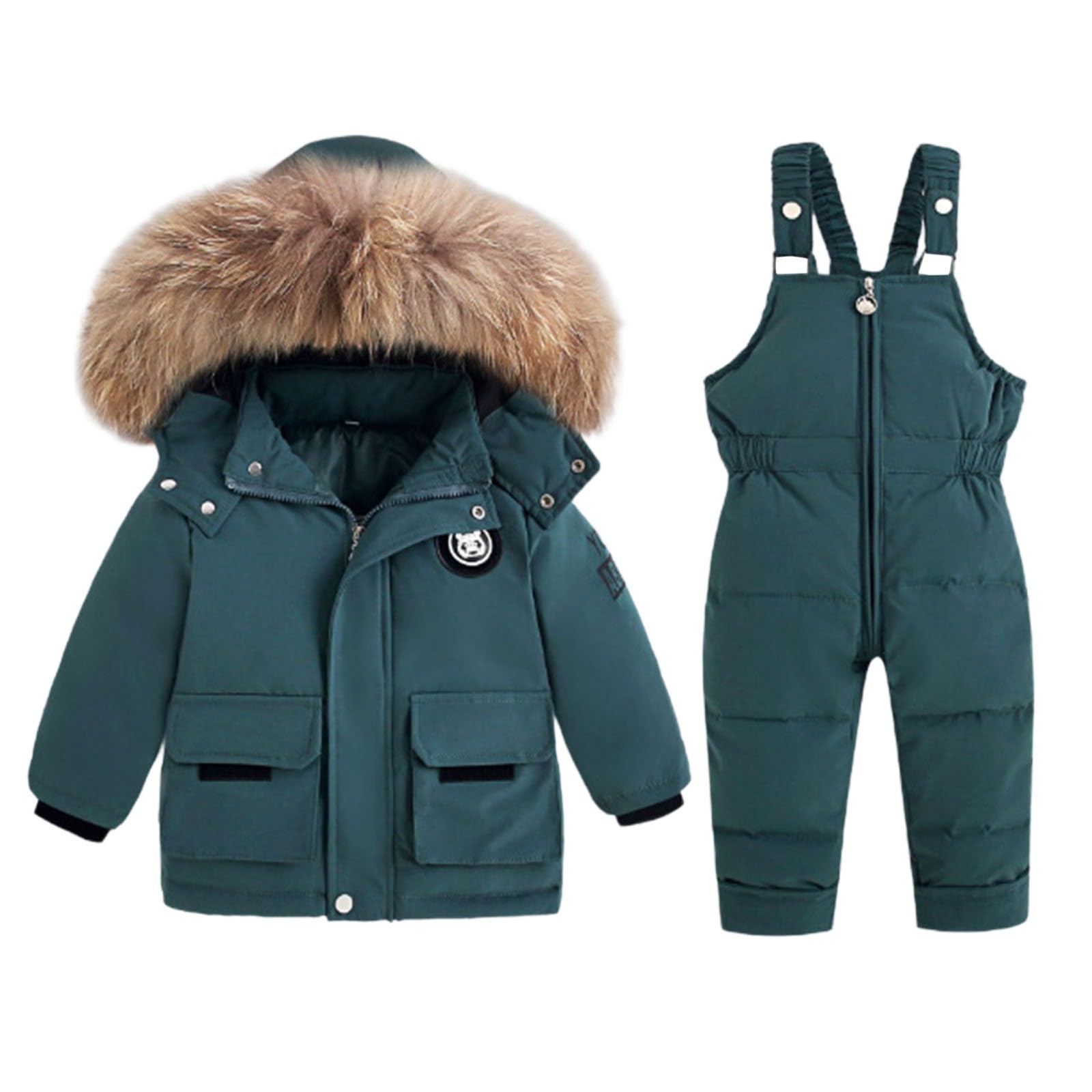Generisch Combinaison de neige d'hiver pour fille - Isolée - Rembourrée - Deux pièces - Chaude - Tenue thermique avec combinaison pour temps froid