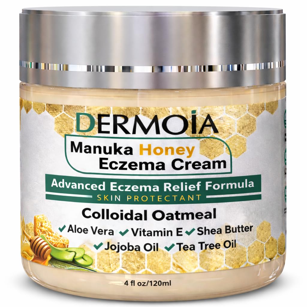 Manuka Honey Cream - Eczema Cream for Adults & Kids - Seborrheic Dermatitis Cream for All Skin Types - Eczema Honey Cream for Redness & Itch Skin Relief with Aloe Vera - 4oz