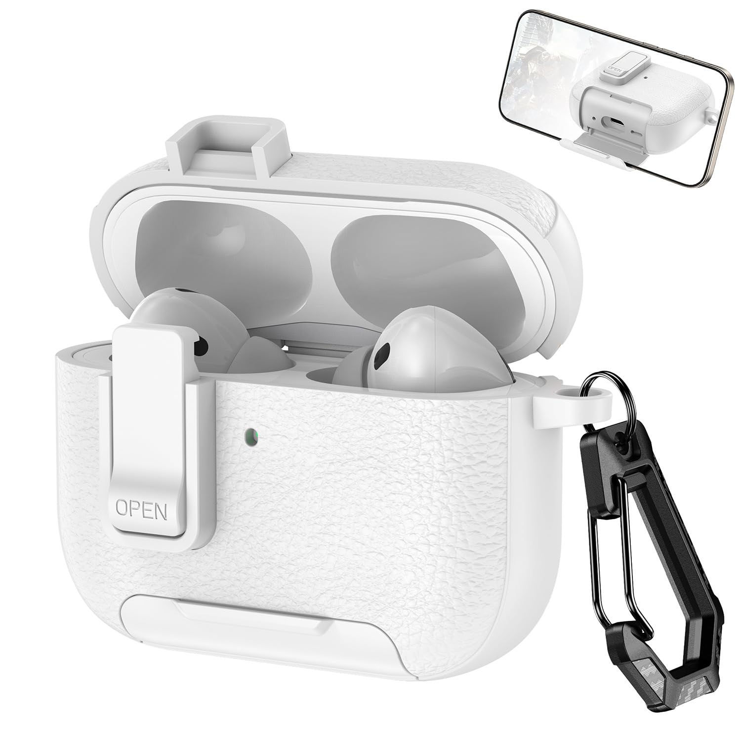 Hybrid Clear Case Cover for Apple Airpods Pro 3 (2025), Anti-Yellowing, Safety Lock, Phone Stand (Transparent Black with Lock) — Amazon image 10