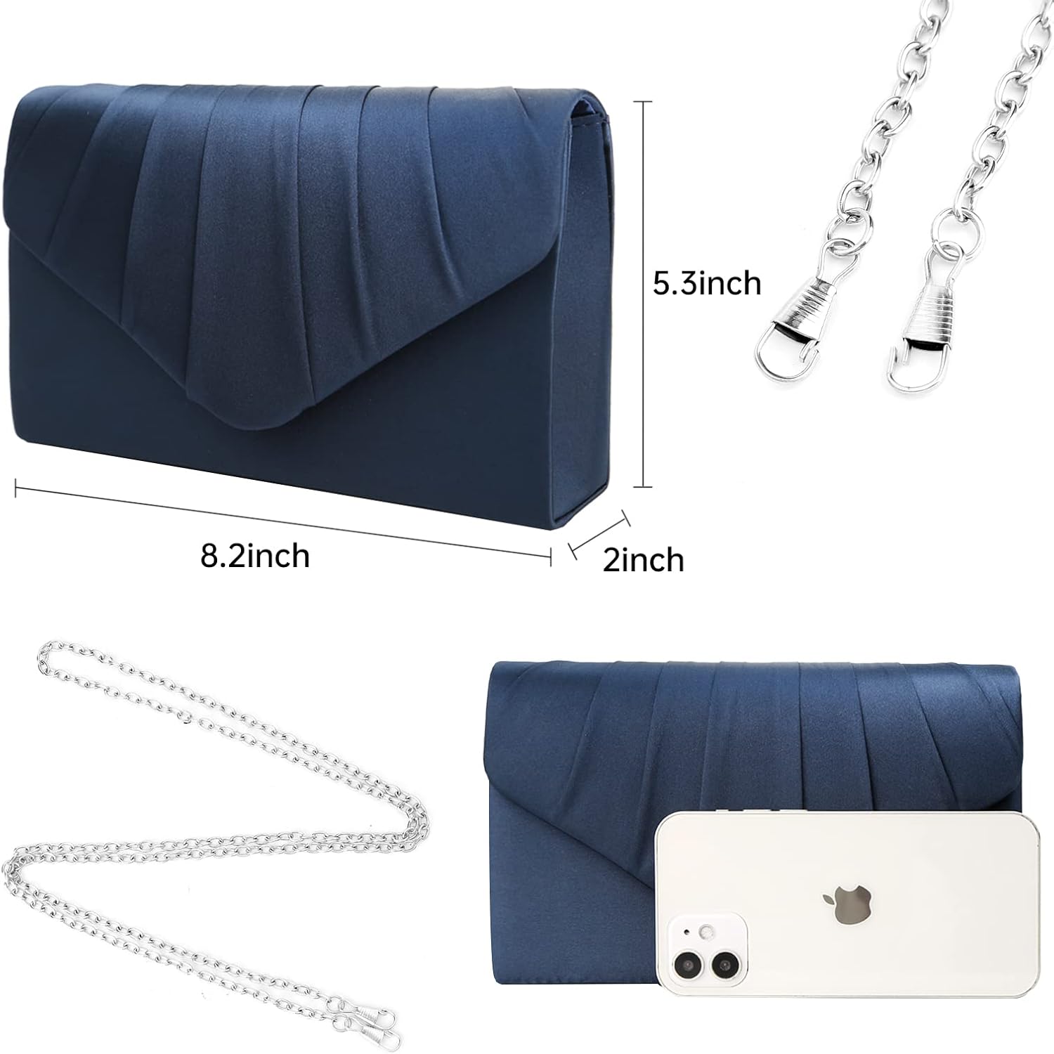 Women Evening Bag Clutch Rhinestone Envelope Party Handbag Bridal Prom Purse - Image 6