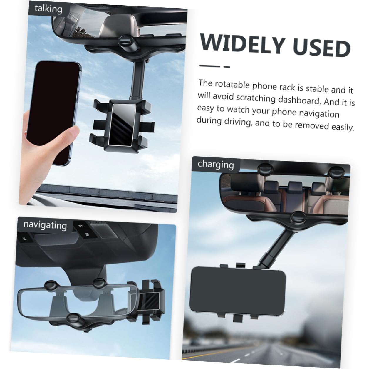 PRETYZOOM Soporte Teléfono Móvil Coche para Salpicadero Clip Giratorio para GPS y Llamadas Compatible Mayoría de Móviles Negro