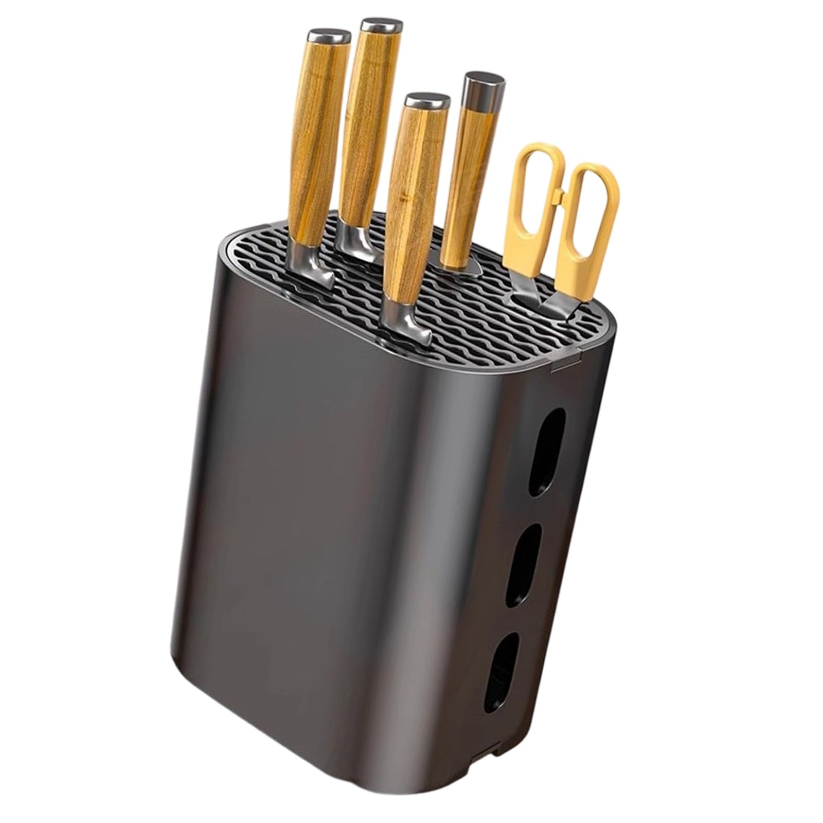NVOQILIN Countertop Cutlery Holder Kitchen Block with Large Storage Slots and Removable Lid for Tidy Utensil Storage At Home Cutlery Rack Utensil Organizer Kitchen Counter Tool Stand