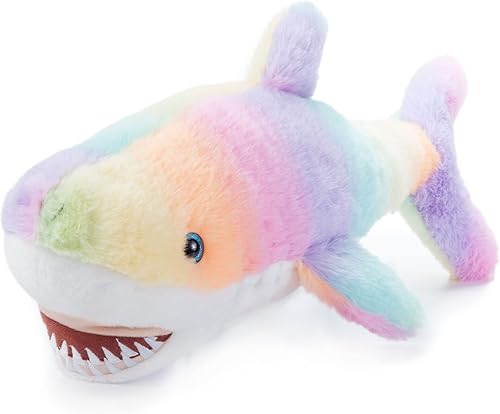 The Petting Zoo Peluche de tiburón, animales del océano Ombrez, juguete de peluche de tiburón arcoíris de 19 pulgadas