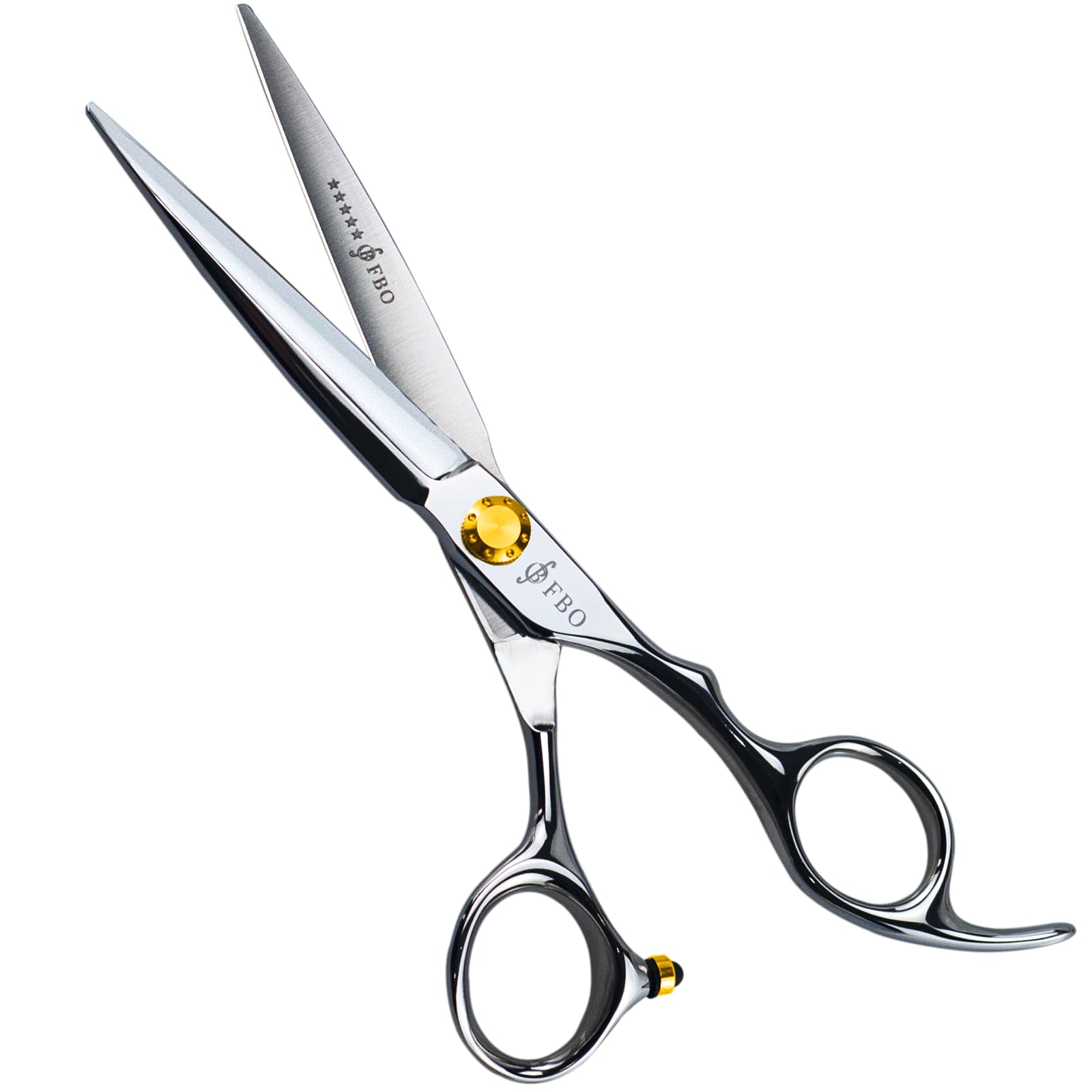 FBO Pro Hair Scissors 6.5" - 440C Steel, Precision Blades, Sharp Durable & Smooth Cutting, for All Hair Types, Home & Salon Use (Golden)
