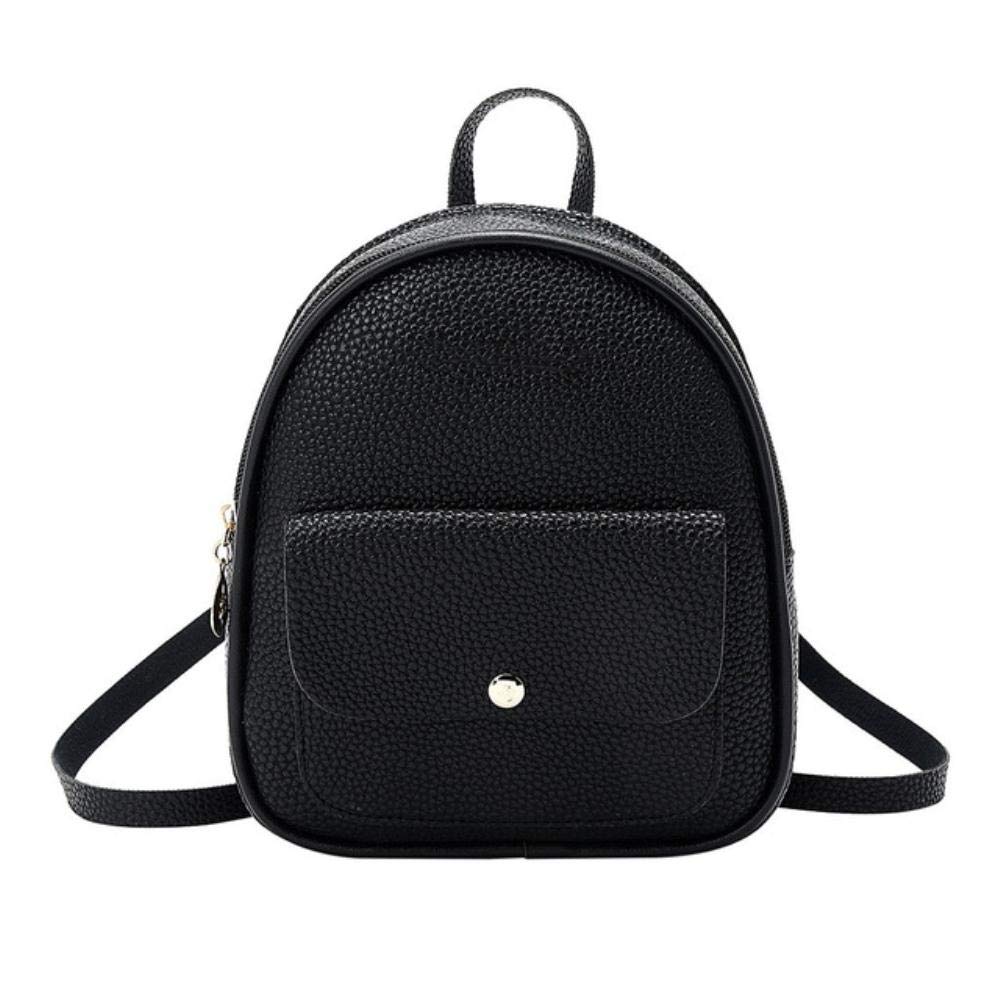 JLWS Fashion Women Shoulders Small Backpack Letter Purse Mobile Phone Simple Ladies Travel Bag Student School Backpacks1,Black