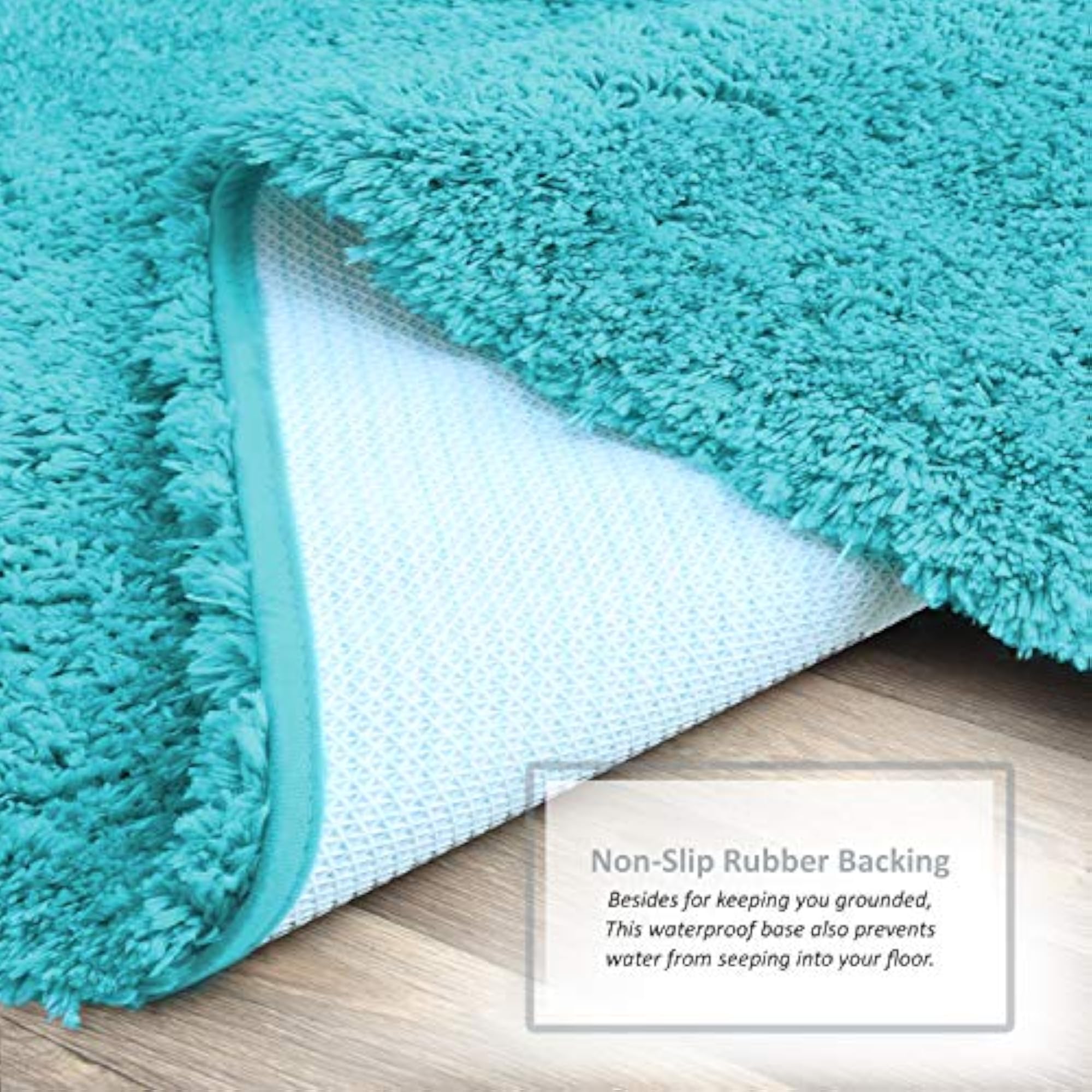 Shaggy Bath Rug with Non-Slip Backing, Teal