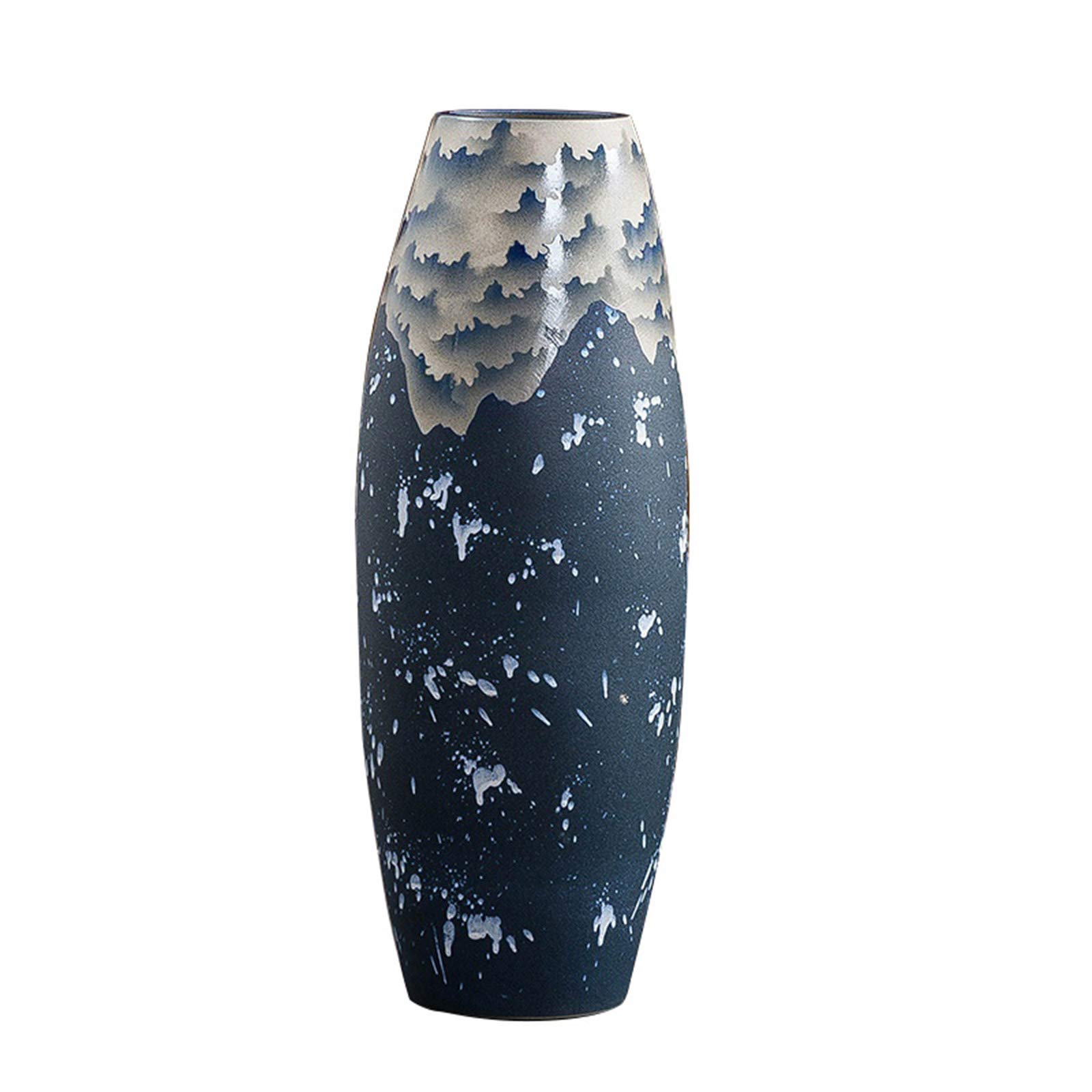 asdchZen Indoor Gardening Creative Floor-Standing Vases, Retro Pattern Decorative Vase Entrance Corridor Ceramic Vase Home Tv Cabinet Decorative Vase,25 * 80CM