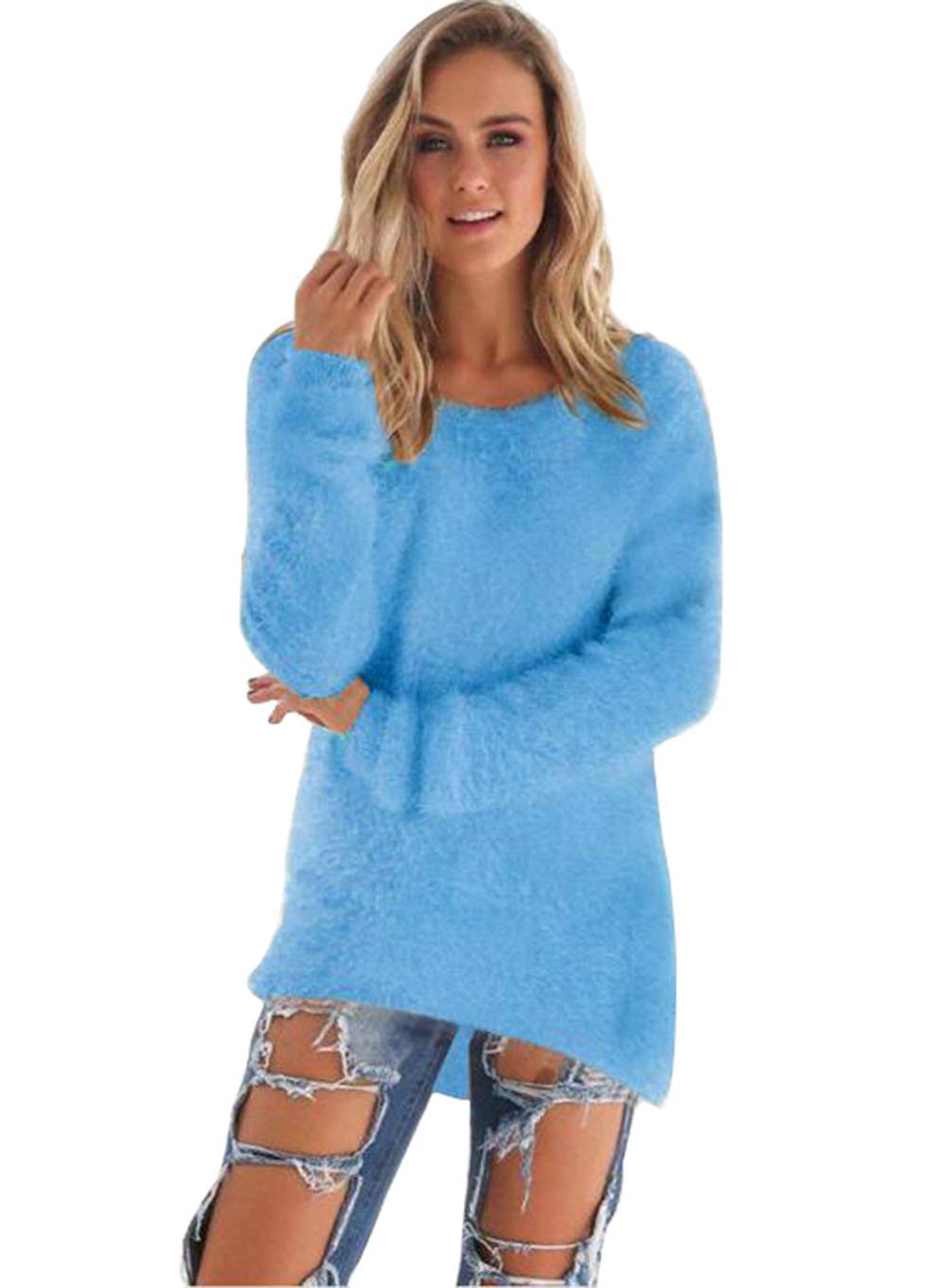 LemonGirlWomen's Fashionable Long Sleeve Pullovers Loose Fluffy Fuzzy Jumper Sweater