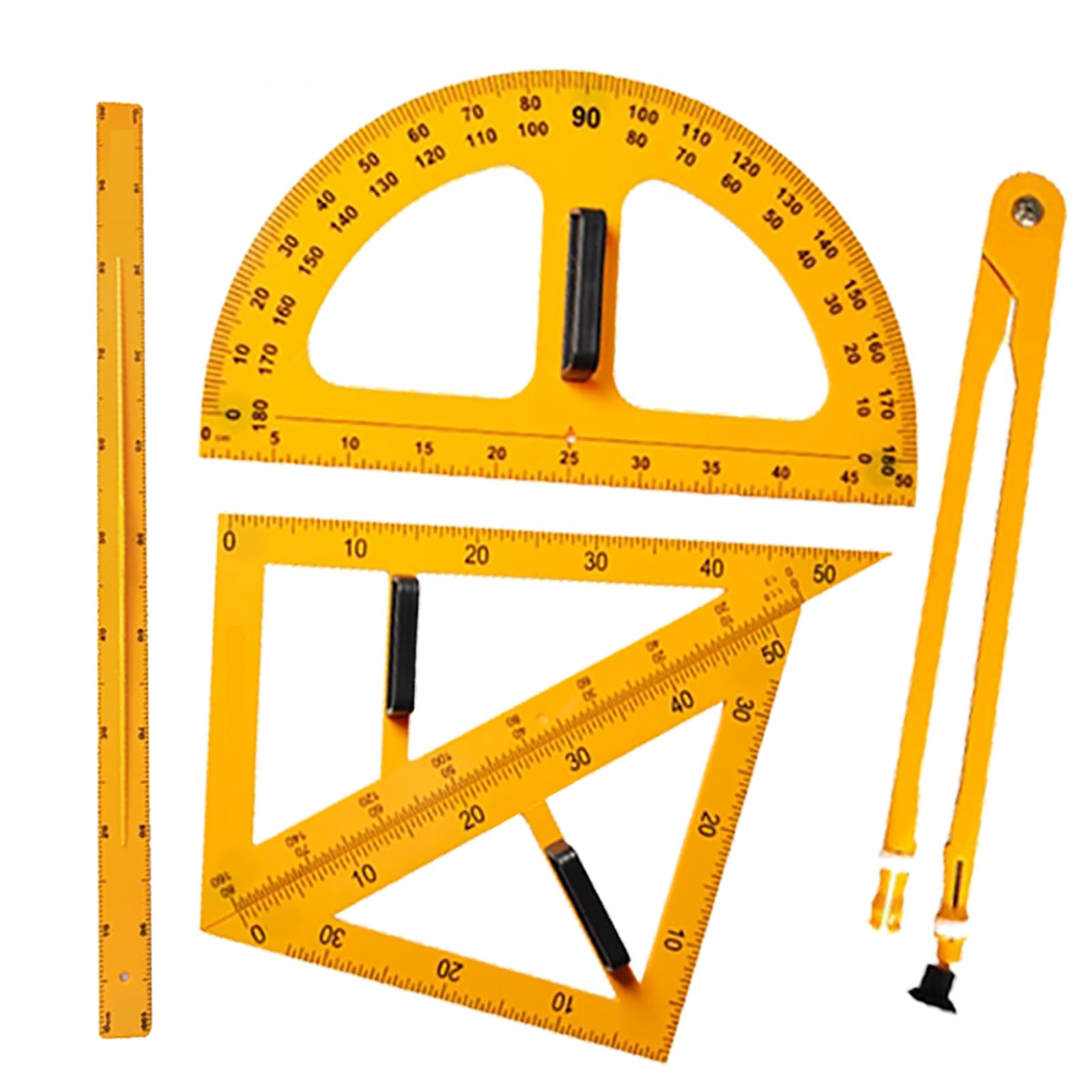 Zestaw linijek do szkoły, linijka 100 cm, kompas 45 cm, kątomierz 50 cm, przezroczysta skala, idealny do rysowania geometrycznego, zestaw narzędzi dla nauczycieli