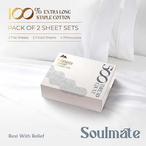 Miniatura 122 de Mayfair Linen Juego de sábanas de 100 % algodón a rayas, tamaño individual, sábanas de damasco de 500 hilos, tamaño individual, juego de 3 piezas