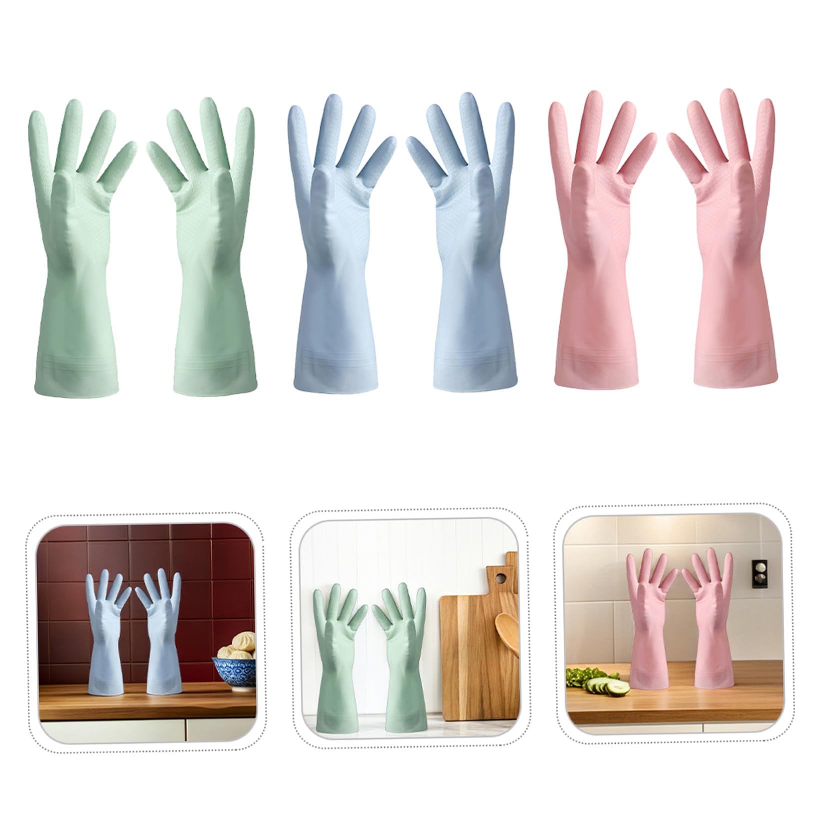6 Paia Guanti di Pulizia Guanti da Cucina Riutilizzabili PVC
