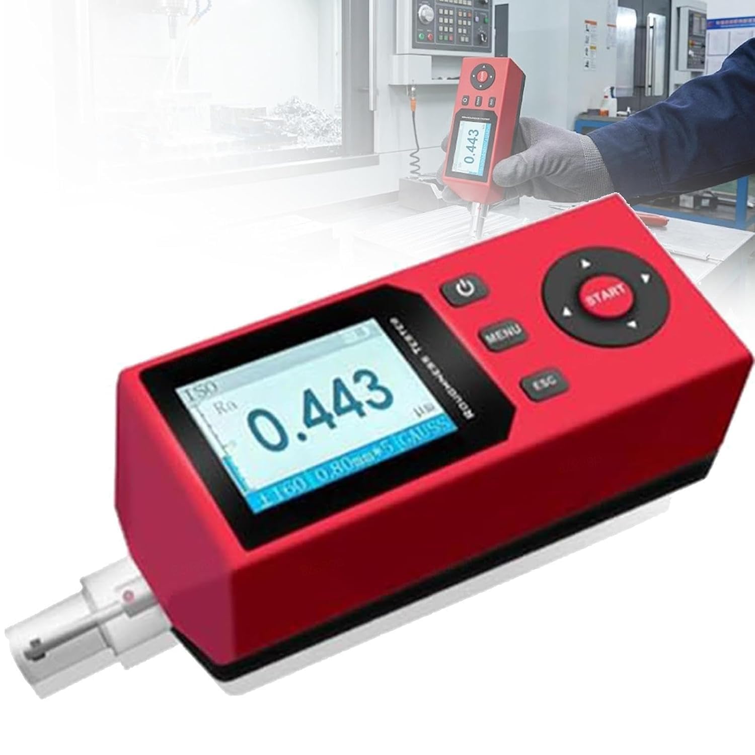 MiBoce Portable Surface Roughness Measuring Instrument, Handheld Profilometer, Testing Parameters Ra, Rq, Rz, Rt, Rp, Rv, Rs, Rsm, Rsk, Rku, Rpc, Ry, Rmax, R3z, For Metal Ceramic Machining