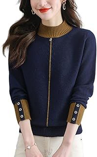 [MlleeSSeeldyTRC] セーター レディース 長袖 ニット ハーフタートルネック トップス カットソー プルオーバー 切り替え 厚手 体型カバー 伸縮性良い 肌に優しい カジュアル 着痩せ 通勤 春 秋 冬