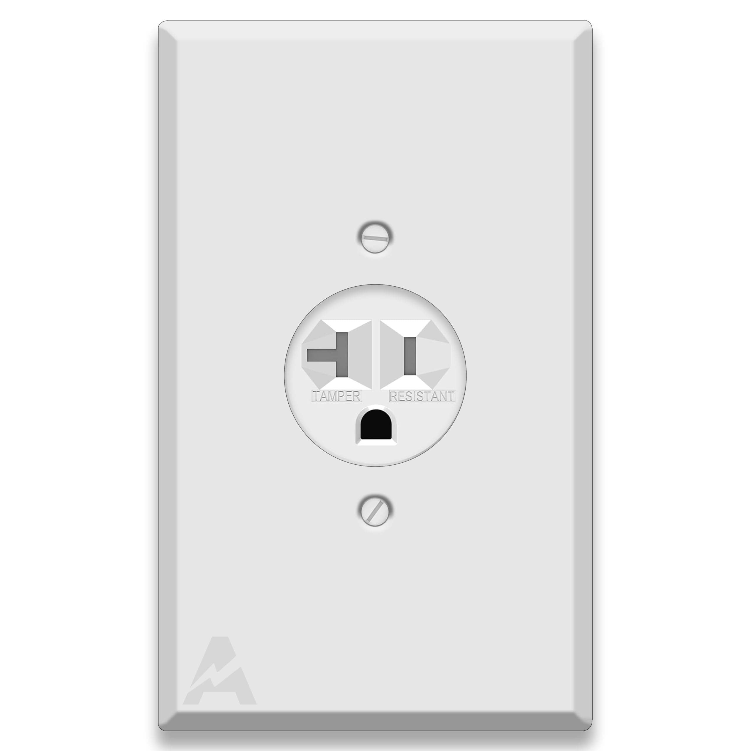 Single Receptacle Outlet Kit, 20 Amp Commercial Grade Electrical Outlet for Appliances, with White Oversized Metal Wall Plate Cover, UL Listed, Convenient Single Receptacle Bundle