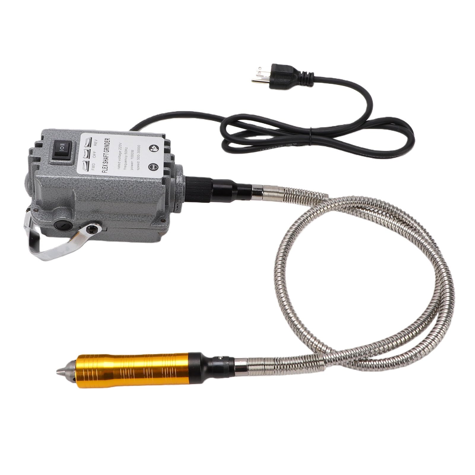 ViaGasaFamido Herramienta Rotativa Eje Flexible Molinillo Colgante Eléctrico Máquina de Tallado 1000W 30000 RPM Velocidad Variable para Joyería Metal Tallado en Madera Pulido (Enchufe de la UE)