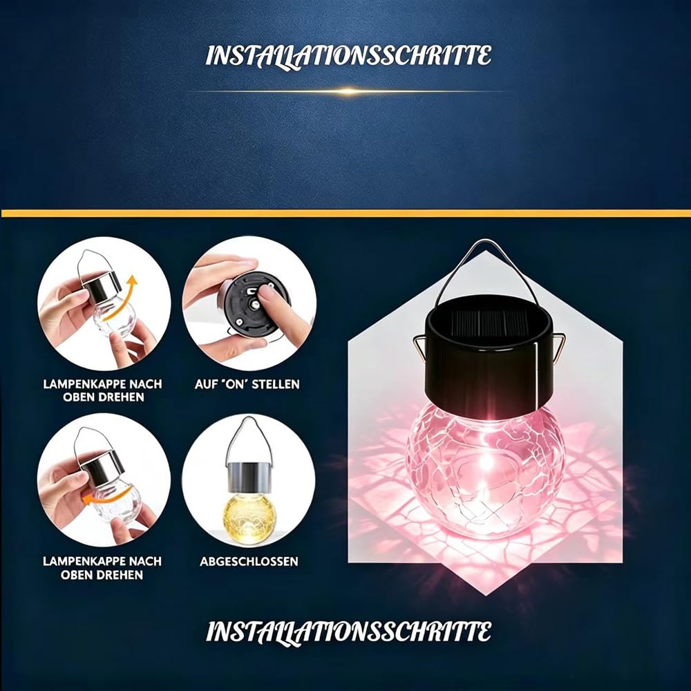 Piccole lampade solari per esterni da giardino, sospese, con clip, lampada solare per esterni, cambia colore automatico, lampadine solari per esterni, lampada solare da appendere in vetro rotto
