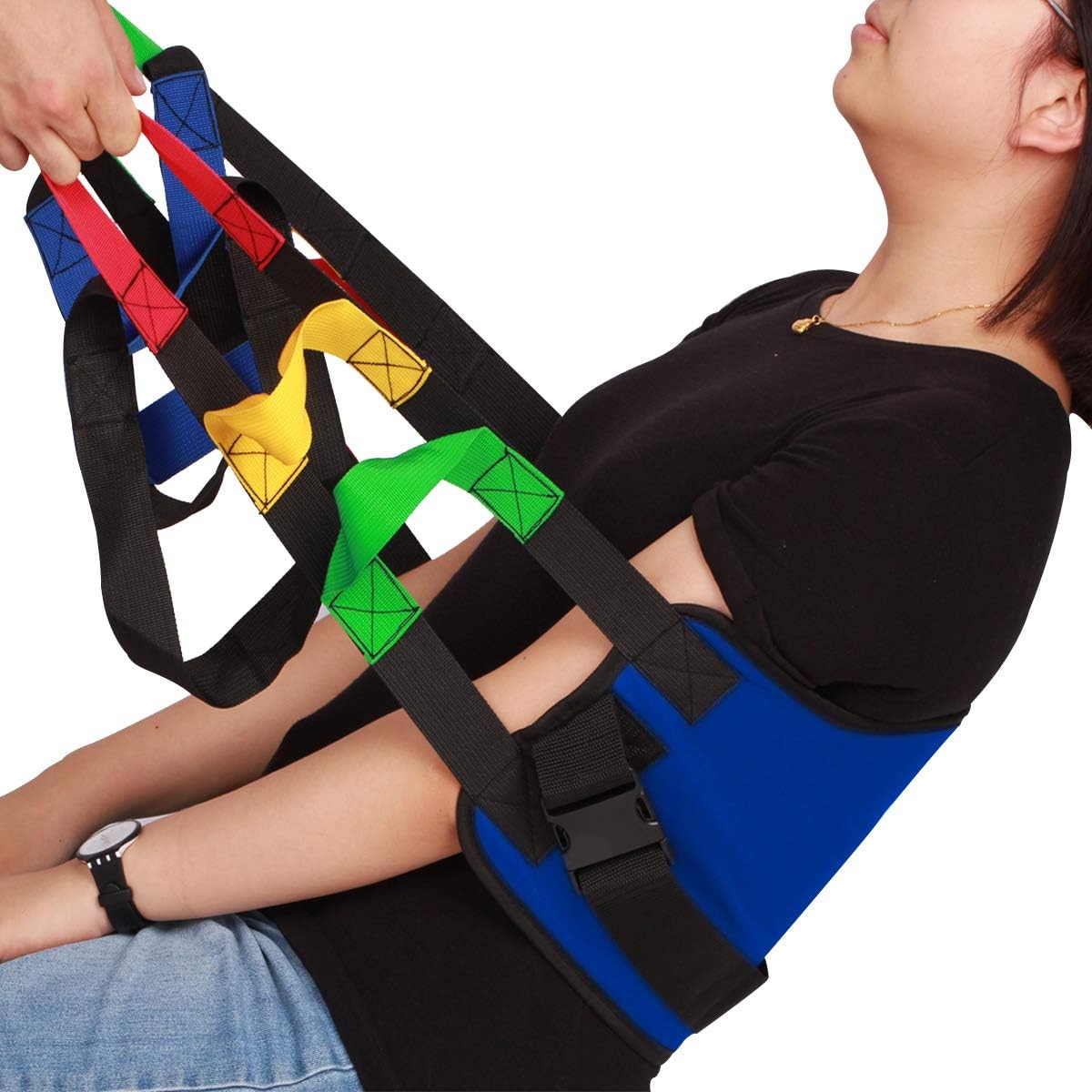 Kangwell Patient Lift Belt Assistance Belt with 5 Colors Handles(73Inch), Non-Slip Transfer Belt, for Medical Lifting Assistance, Gait Belts for Physical Therapy (Blue) : Health & Household
