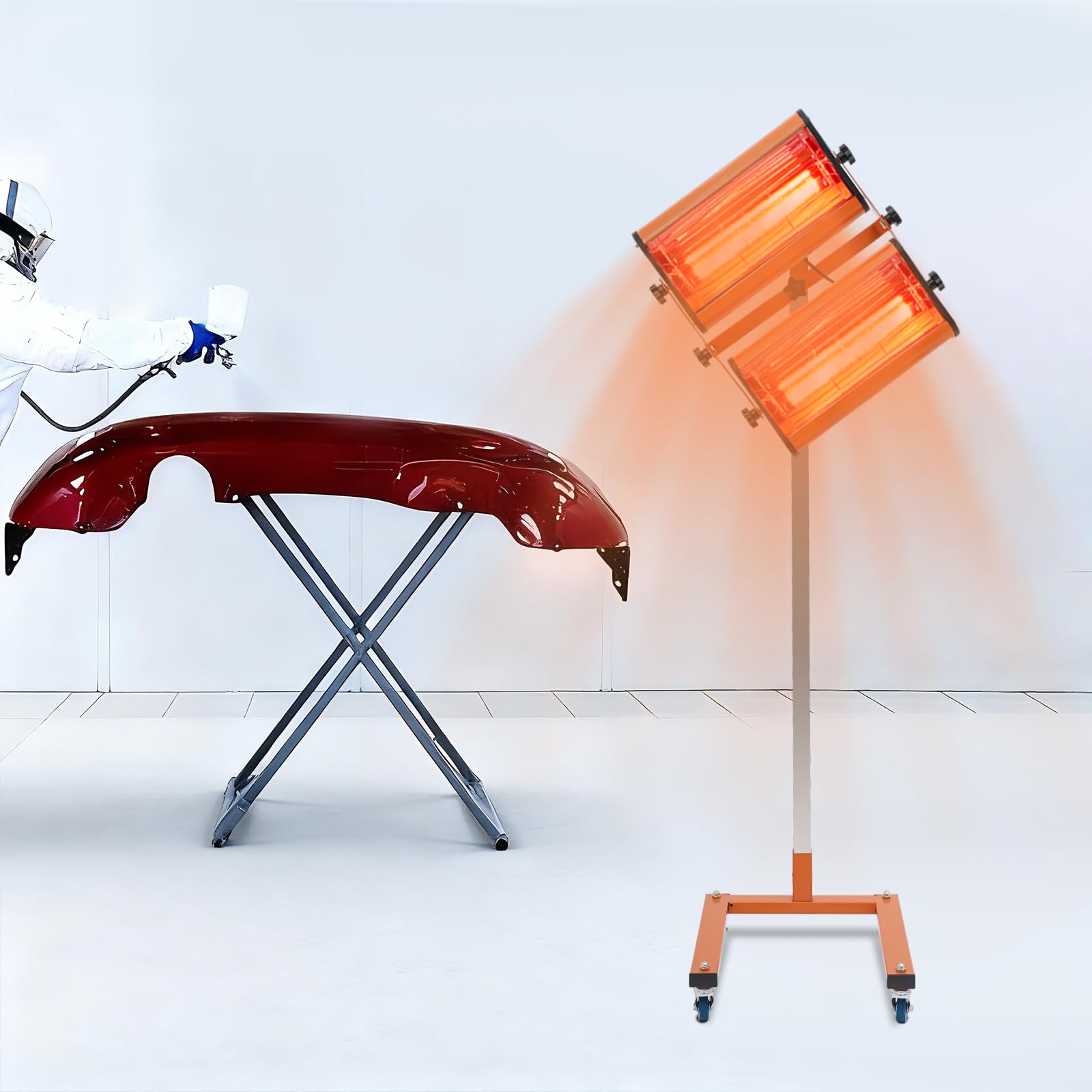Suszarka do lakieru na podczerwień, 2 × 1000 W, promiennik podczerwieni, lampa do lakierowania samochodu, naprawy karoserii, powierzchnia pieczenia na głowicę: 0,4 × 0,6 m