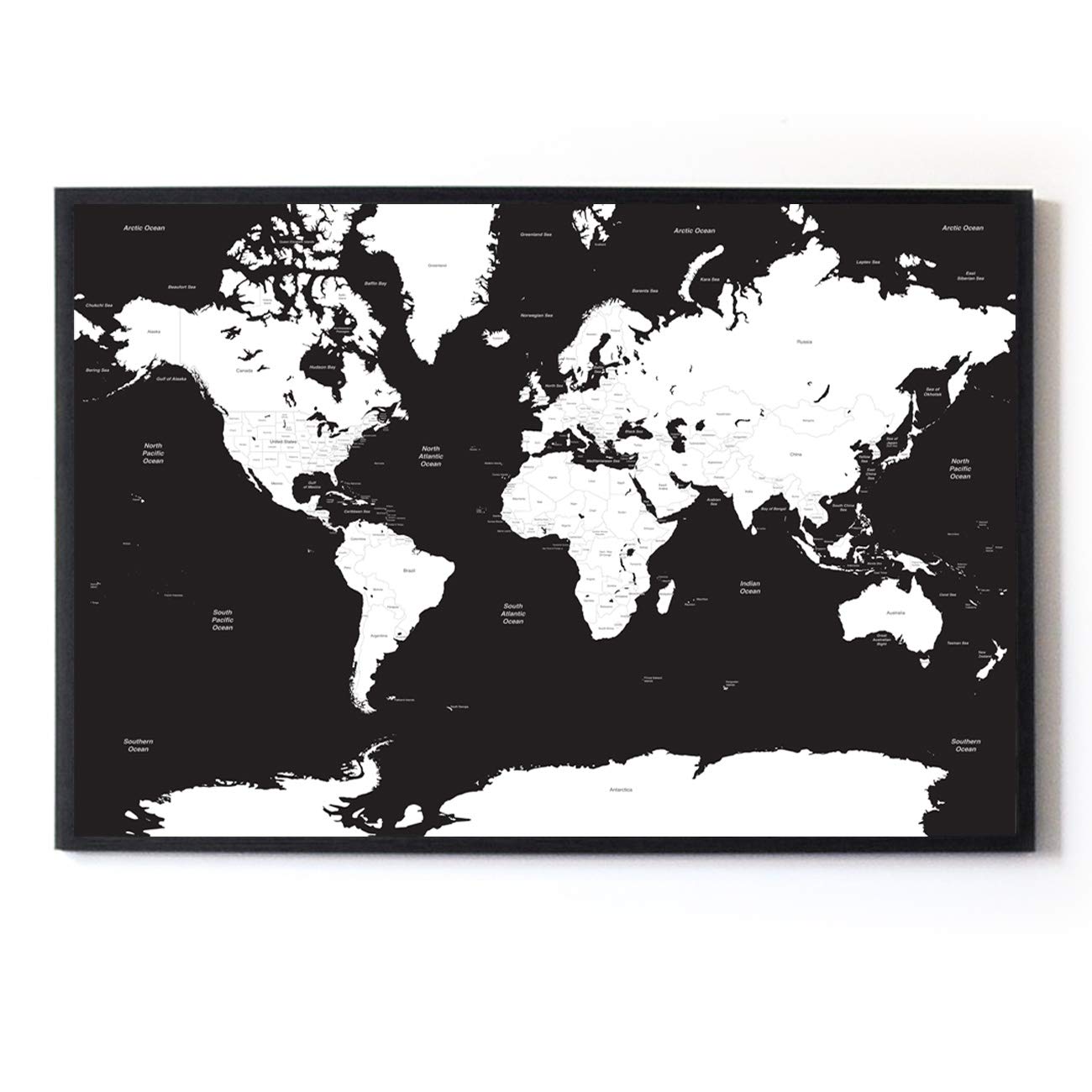 Not Just Firewood Large A1 Black & White Map of the World Travel Poster